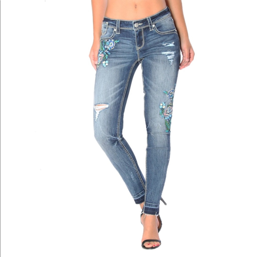 Floral skinny jeans